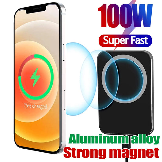 2024 New 100W Magnetic Wireless Car Charger Suitable for iPhone 15 14 13 Pro Max MiNi Magsave Fast Charging Vents Phone Holder